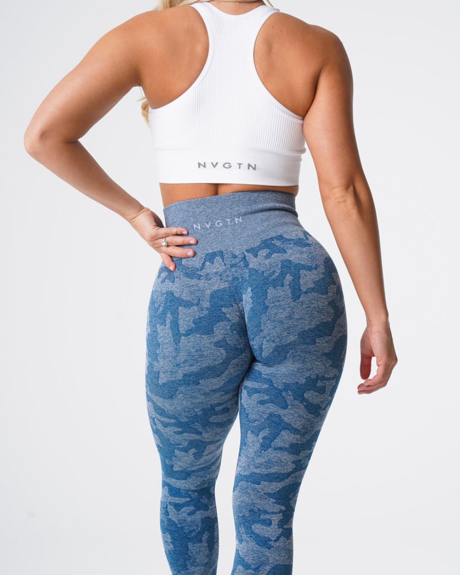 NVGTN Camo Seamless Leggings Damen Blau Österreich | TGaVaAYd