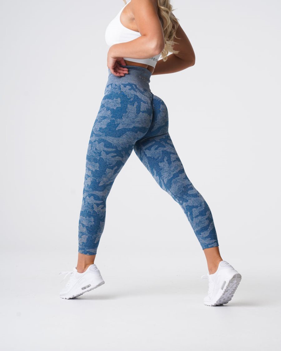 NVGTN Camo Seamless Leggings Damen Blau Österreich | TGaVaAYd