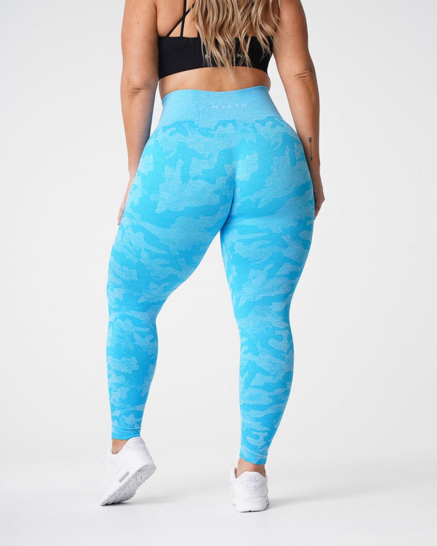 NVGTN Camo Seamless Leggings Damen Blau Österreich | fPkFO7vs