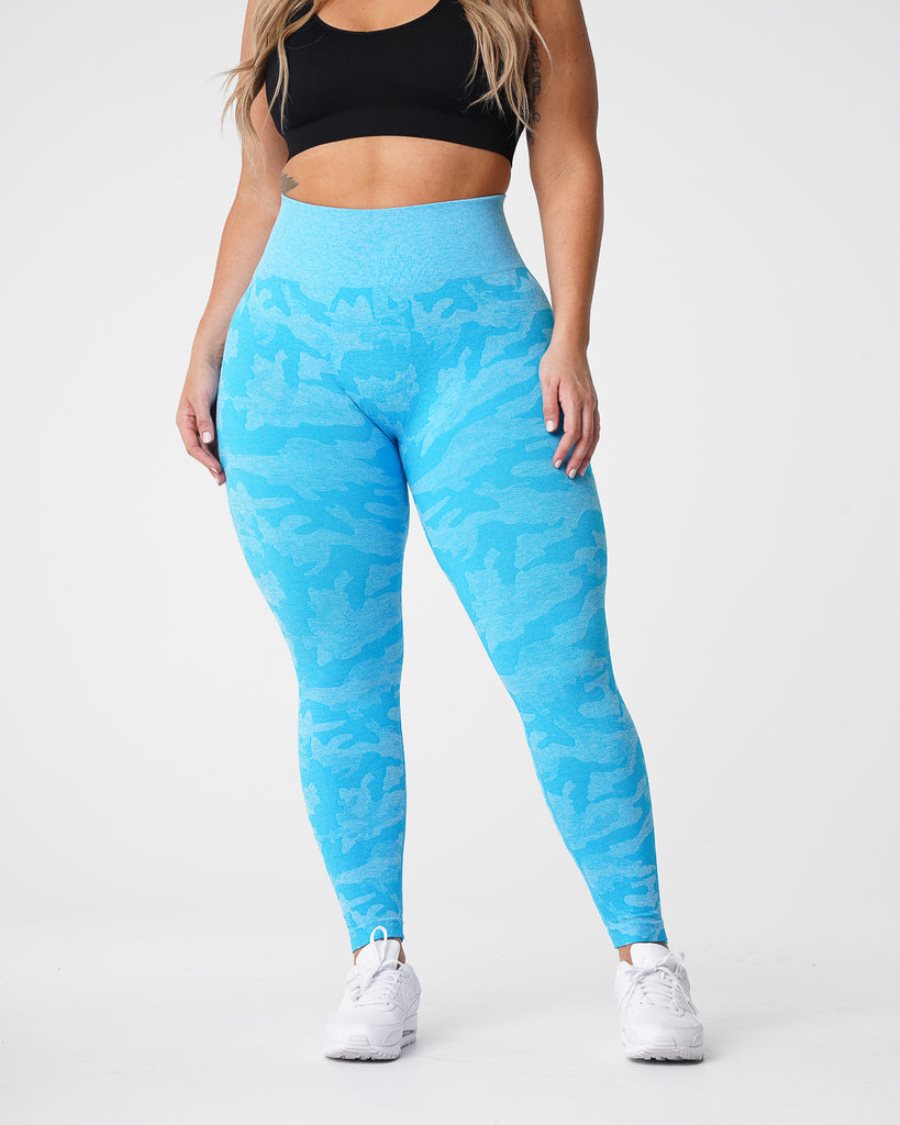 NVGTN Camo Seamless Leggings Damen Blau Österreich | fPkFO7vs