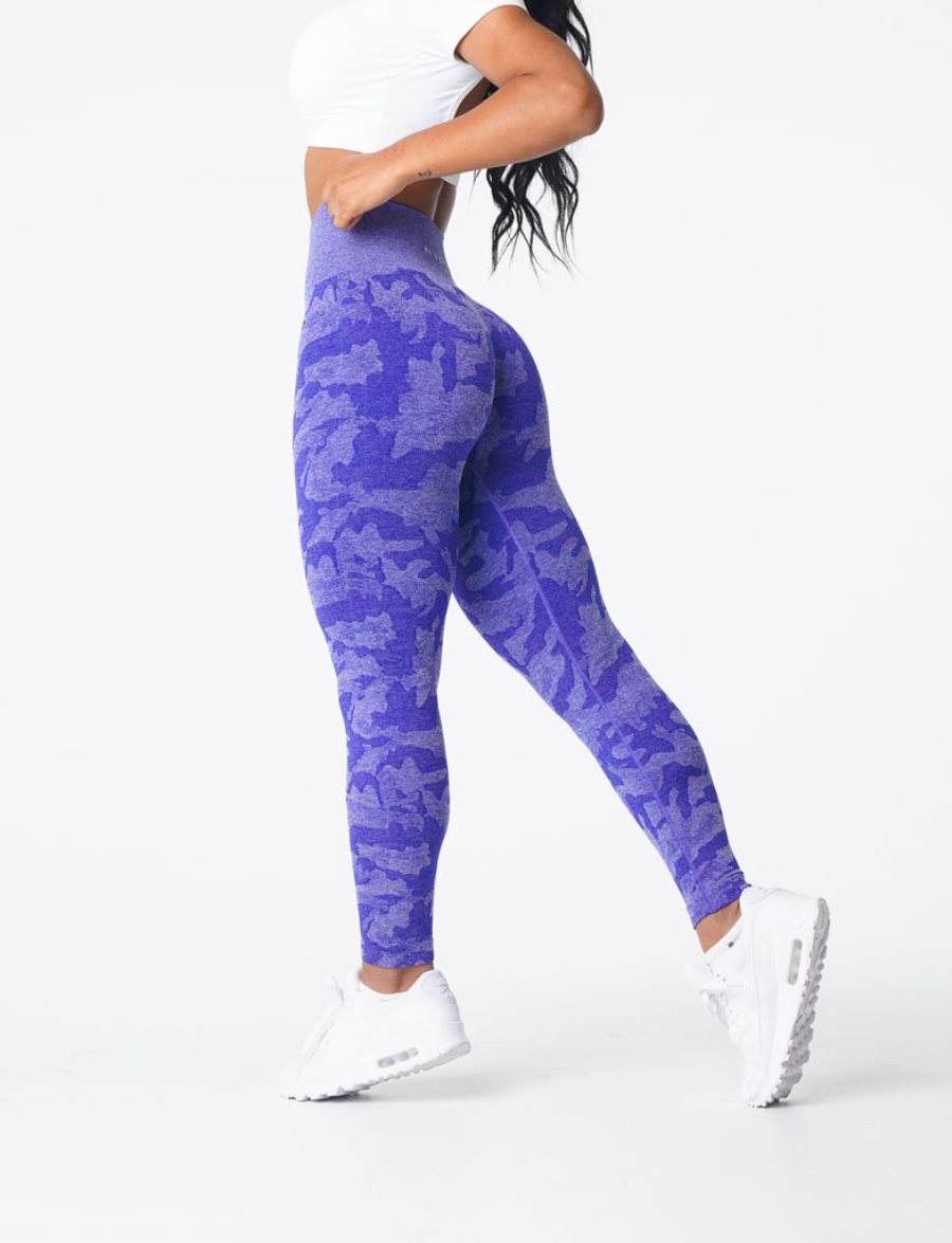 NVGTN Camo Seamless Leggings Damen Blau Österreich | zSwvM5I2