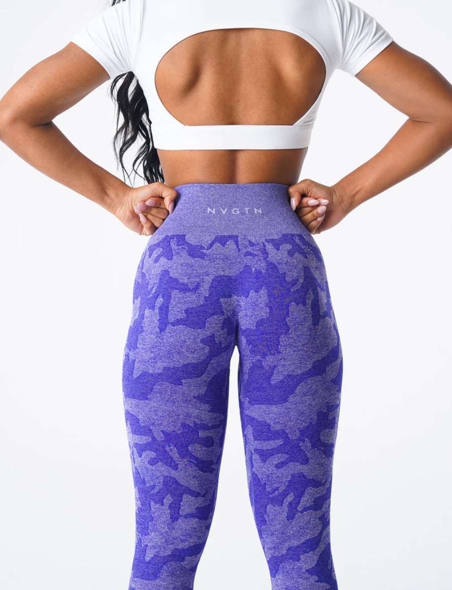 NVGTN Camo Seamless Leggings Damen Blau Österreich | zSwvM5I2