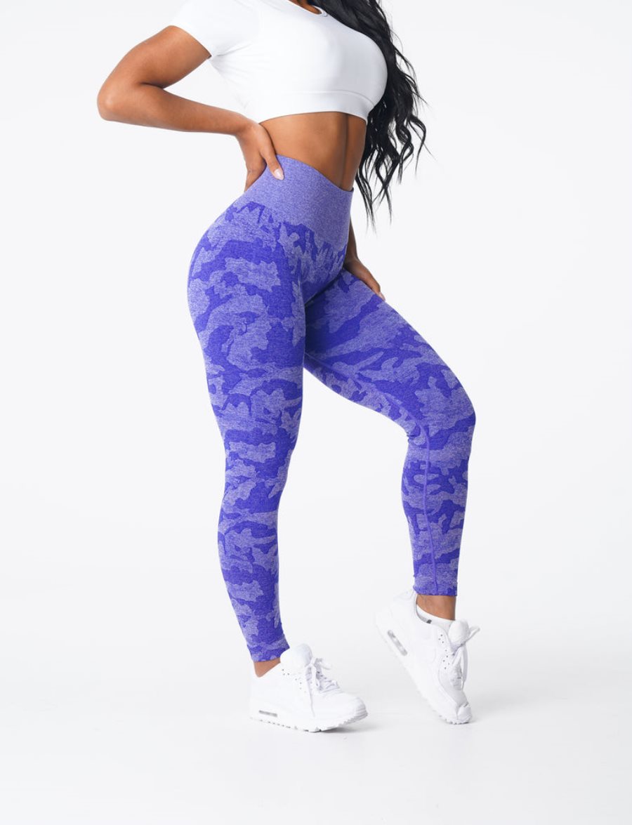 NVGTN Camo Seamless Leggings Damen Blau Österreich | zSwvM5I2