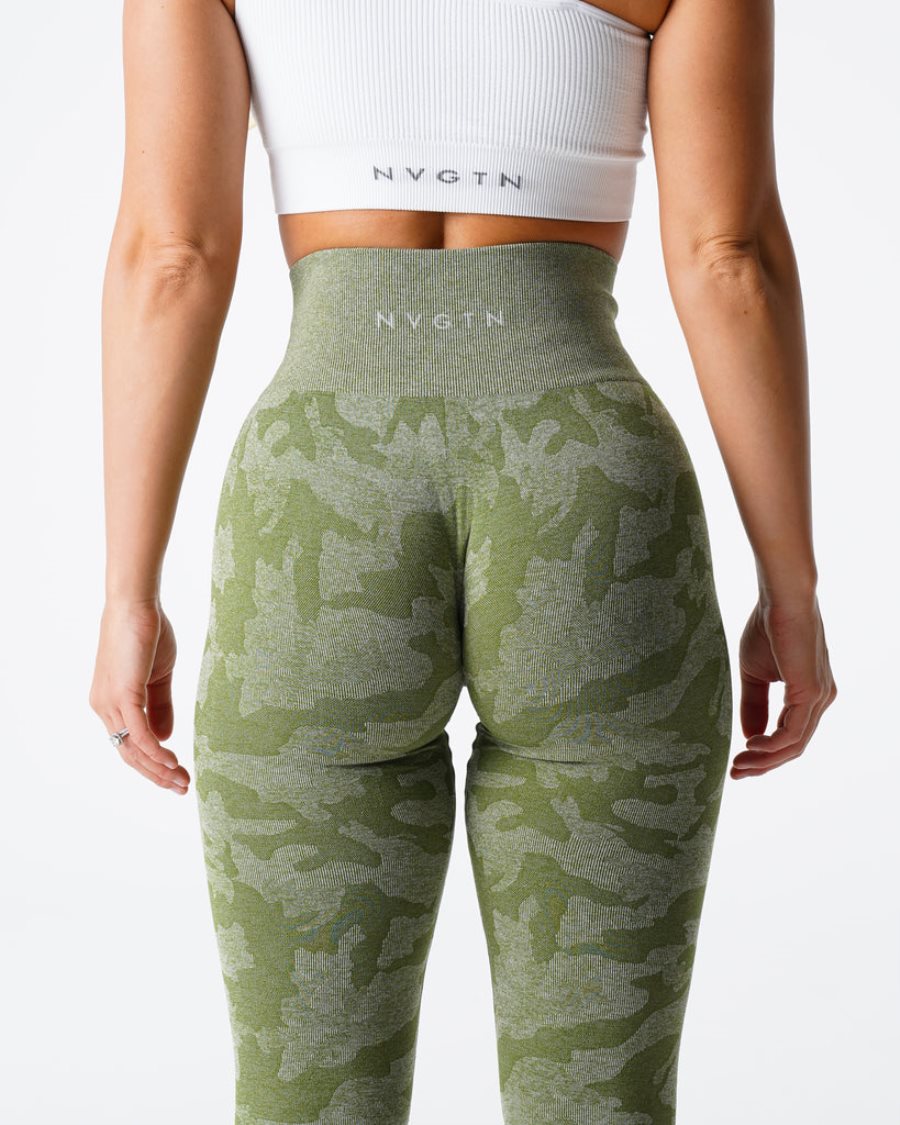 NVGTN Camo Seamless Leggings Damen Grün Österreich | WLncxy77