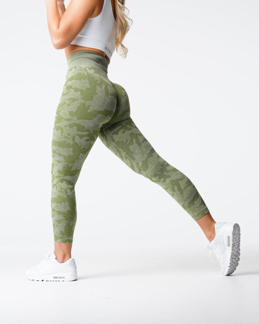 NVGTN Camo Seamless Leggings Damen Grün Österreich | WLncxy77