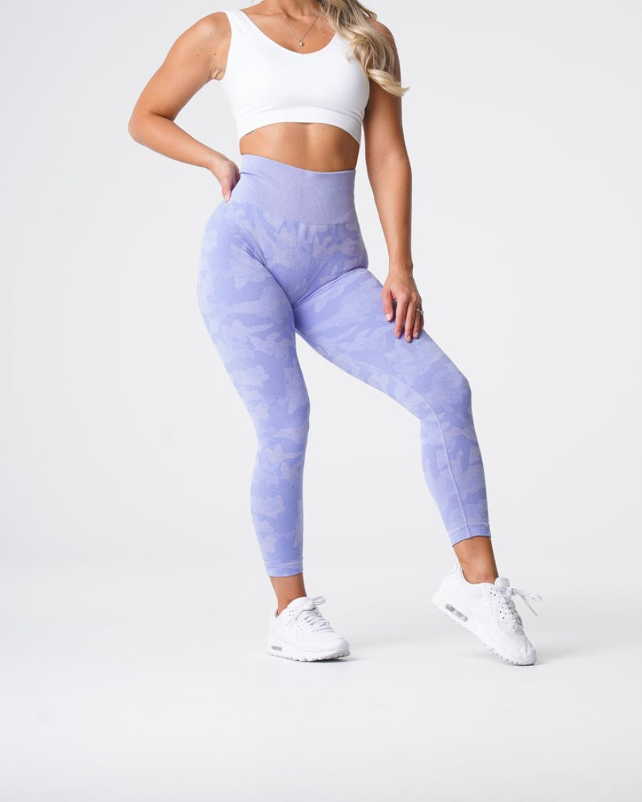 NVGTN Camo Seamless Leggings Damen Helllila Österreich | wrITvtro