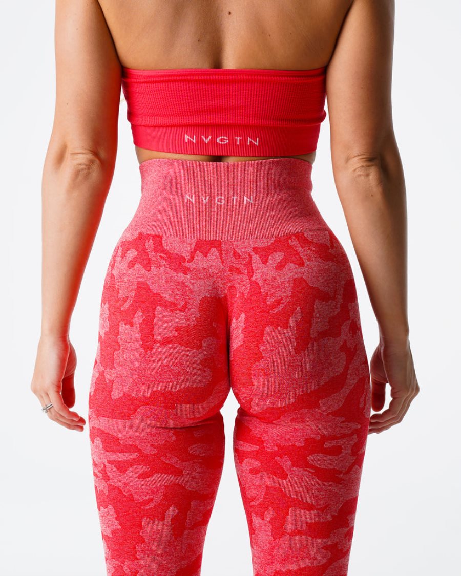 NVGTN Camo Seamless Leggings Damen Rot Österreich | tq3yBe7a