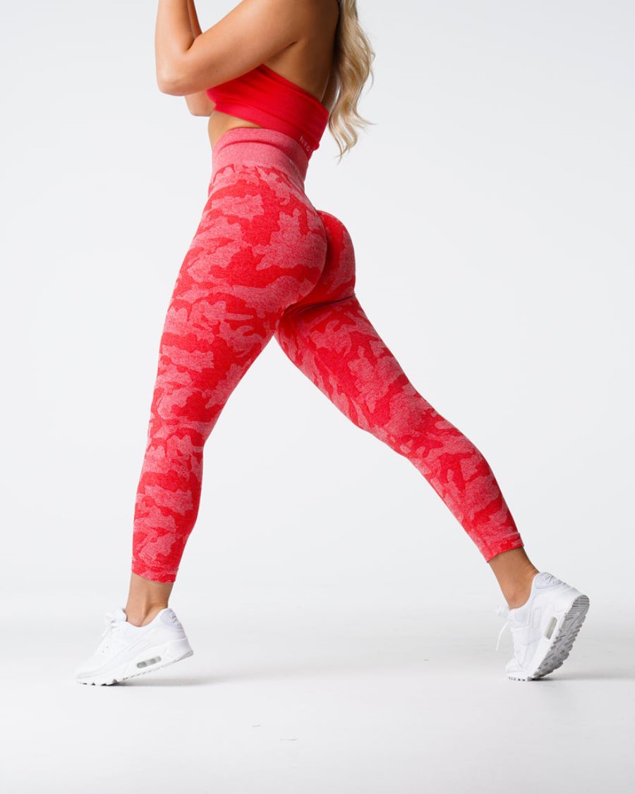 NVGTN Camo Seamless Leggings Damen Rot Österreich | tq3yBe7a