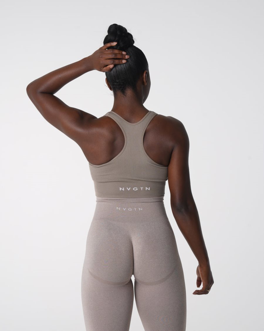 NVGTN Cinched Seamless Sport Bh Damen Grau Braun Österreich | itnms8sD