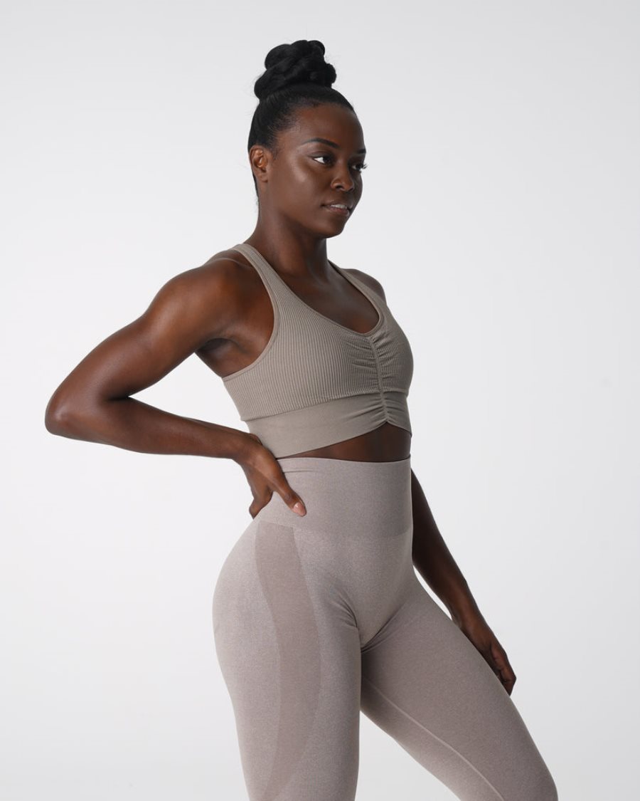 NVGTN Cinched Seamless Sport Bh Damen Grau Braun Österreich | itnms8sD