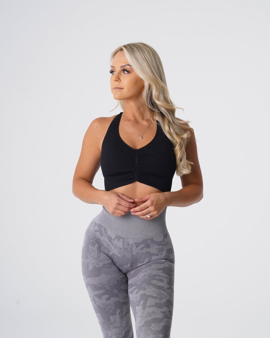 NVGTN Cinched Seamless Sport Bh Damen Schwarz Österreich | S1rOKGgv