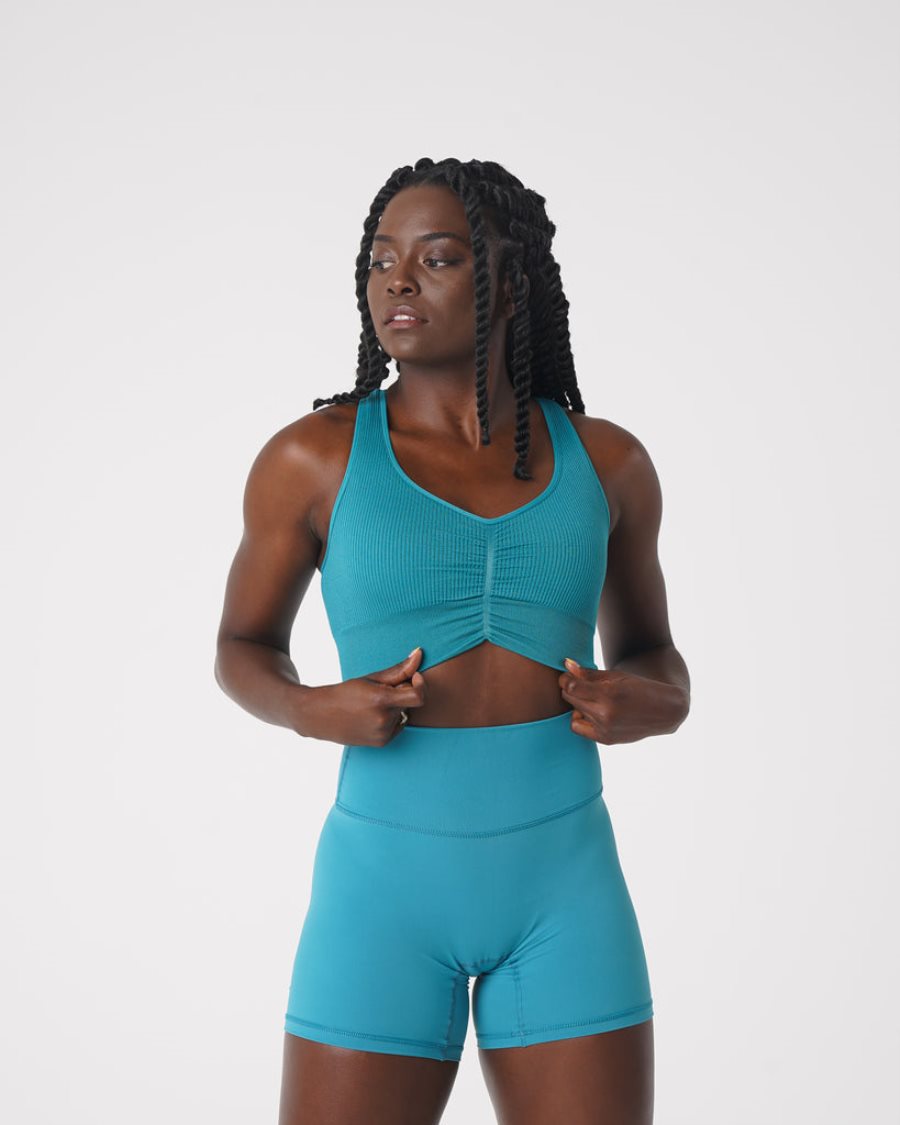 NVGTN Cinched Seamless Sport Bh Damen Türkis Österreich | MwoN1eRG