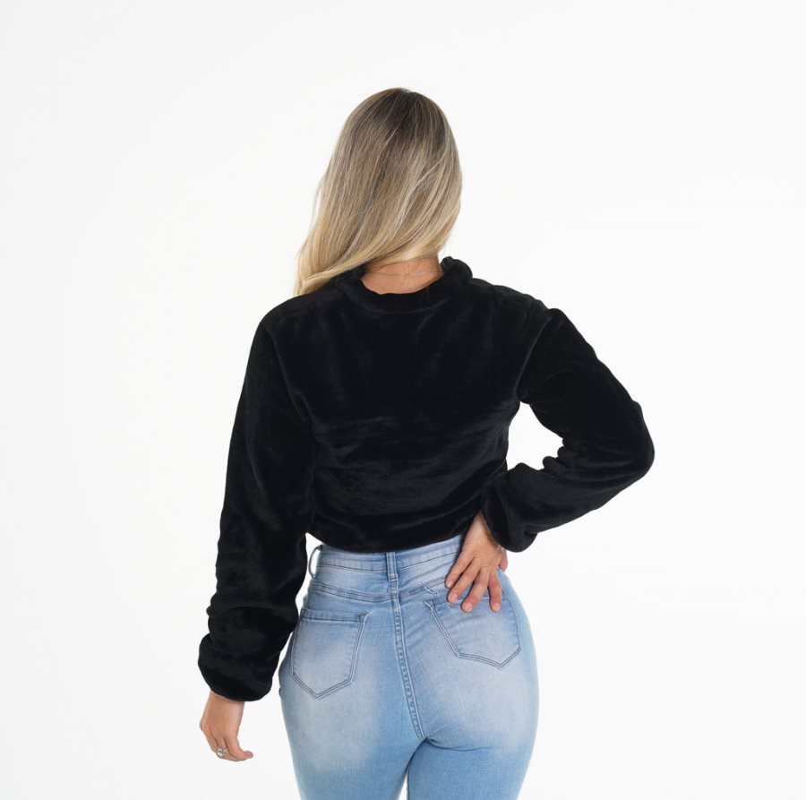 NVGTN Cropped Teddy Fleece Damen Schwarz Österreich | hYnURcAQ