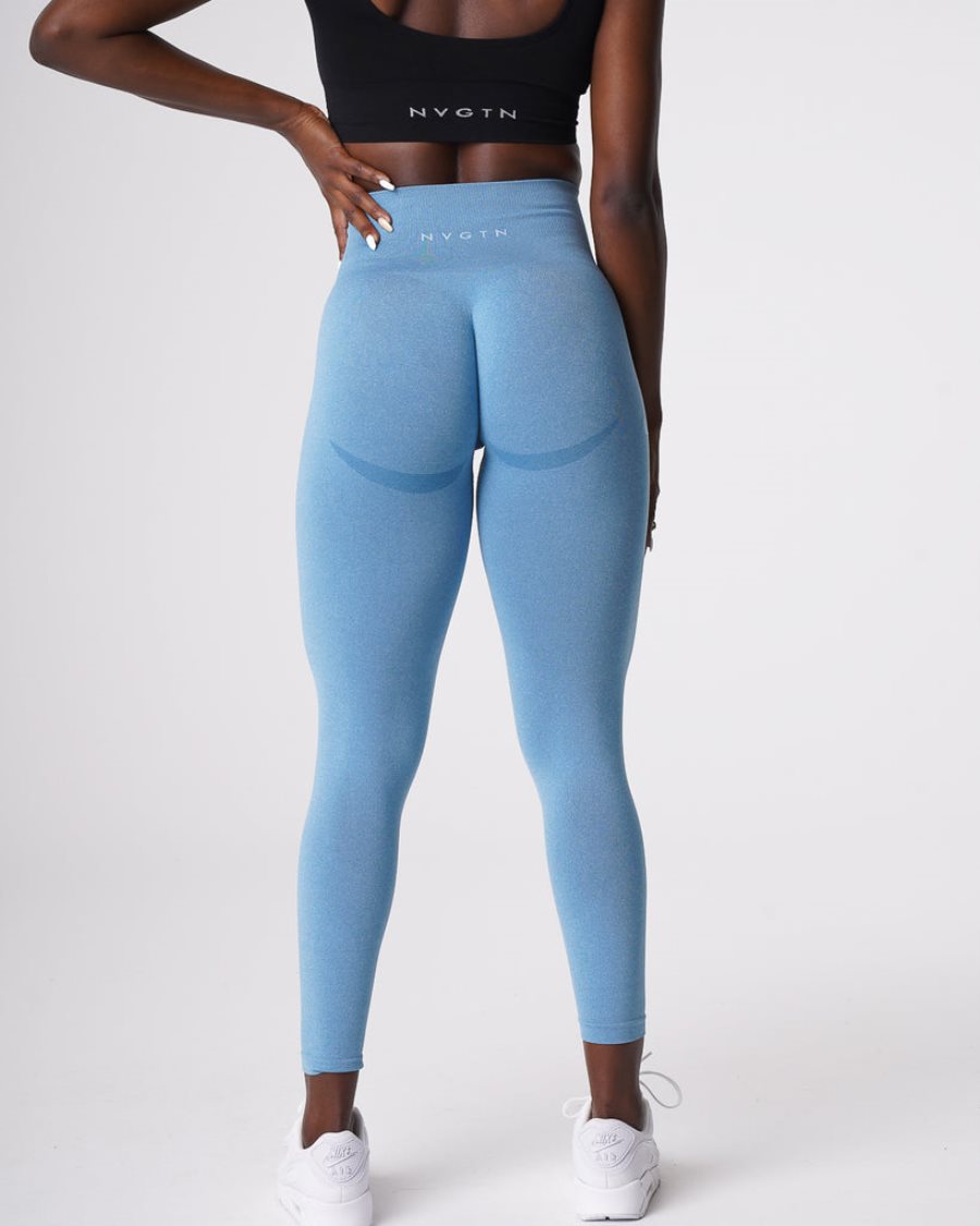 NVGTN Curve Seamless Leggings Damen Blau Österreich | UMtXOFPz