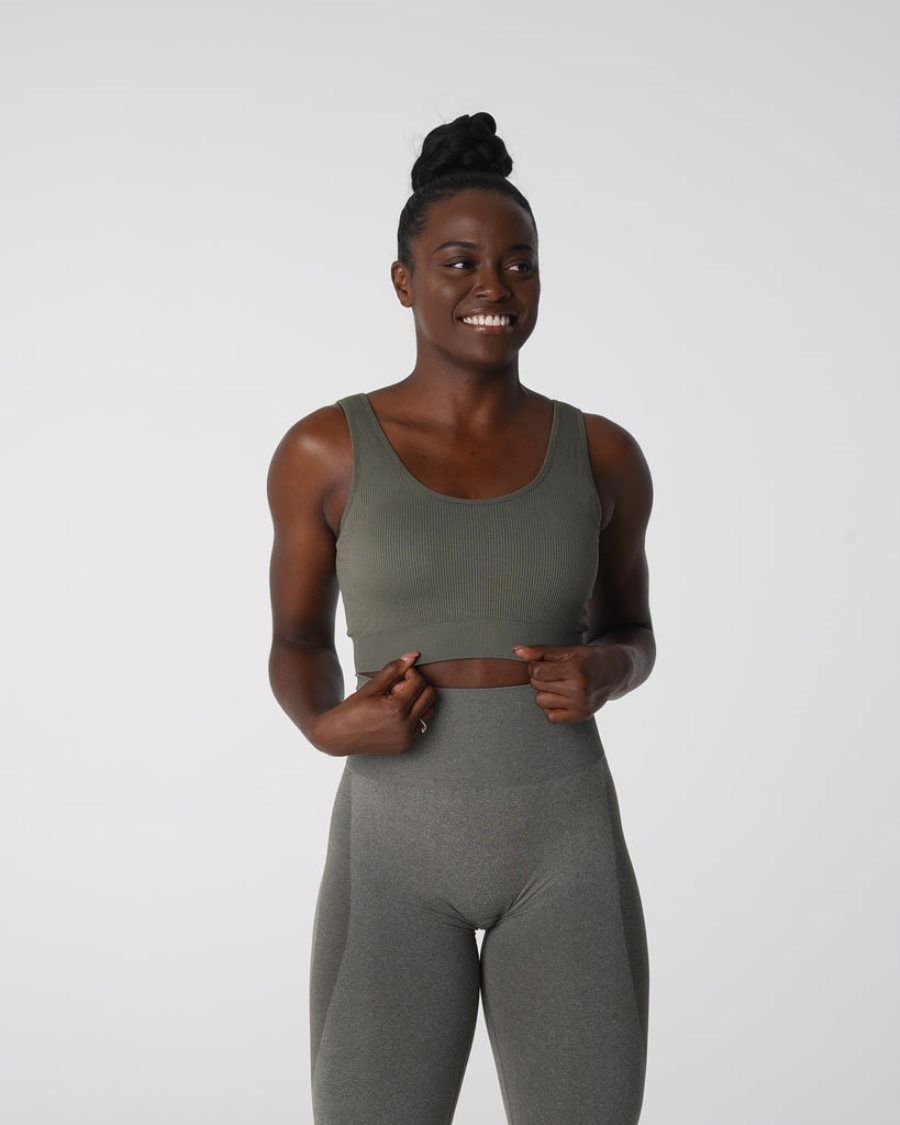 NVGTN Desire Gerippt Seamless Sport Bh Damen Khaki Grün Österreich | rQrcmMRn