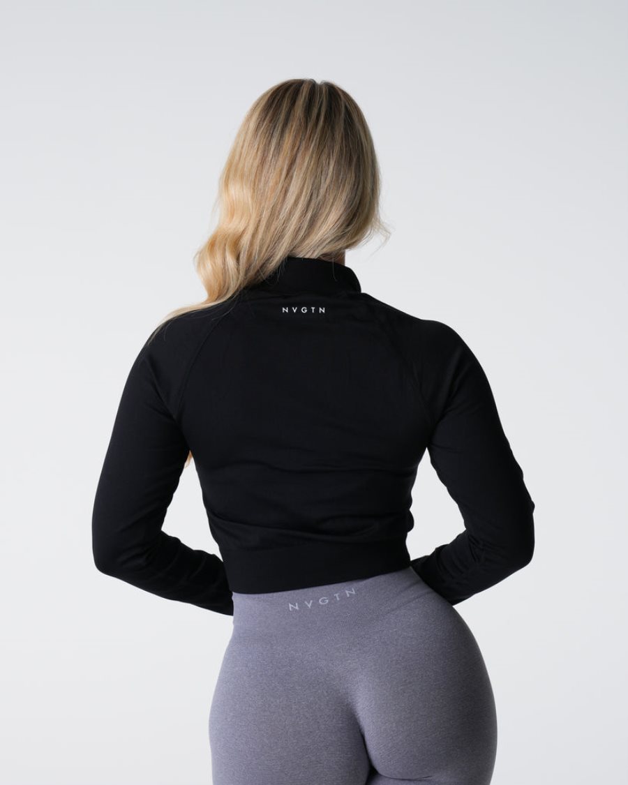 NVGTN Divine Seamless Zip Up Oberteile Damen Schwarz Österreich | tPqLNNhu