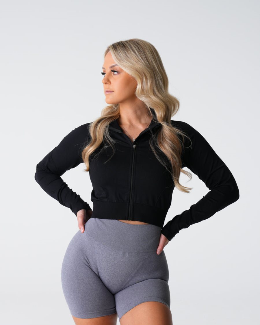 NVGTN Divine Seamless Zip Up Oberteile Damen Schwarz Österreich | tPqLNNhu