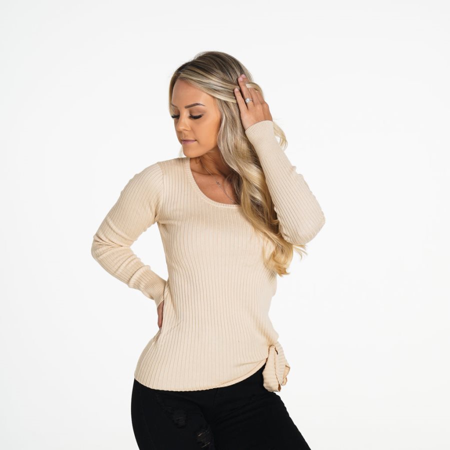 NVGTN Fireside Gerippt Long Sleeve Oberteile Damen Weiß Österreich | foLUg7R4