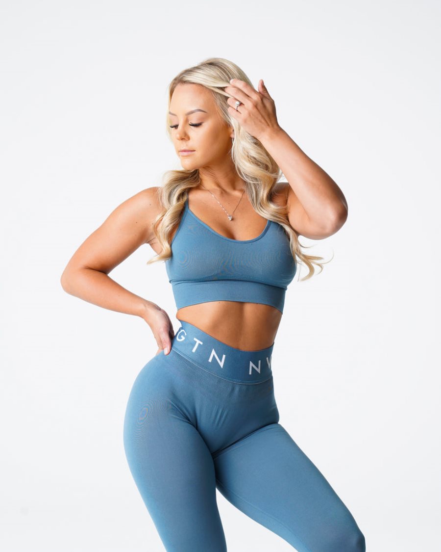 NVGTN Flourish Seamless Sport Bh Damen Blau Österreich | ASaPoqft