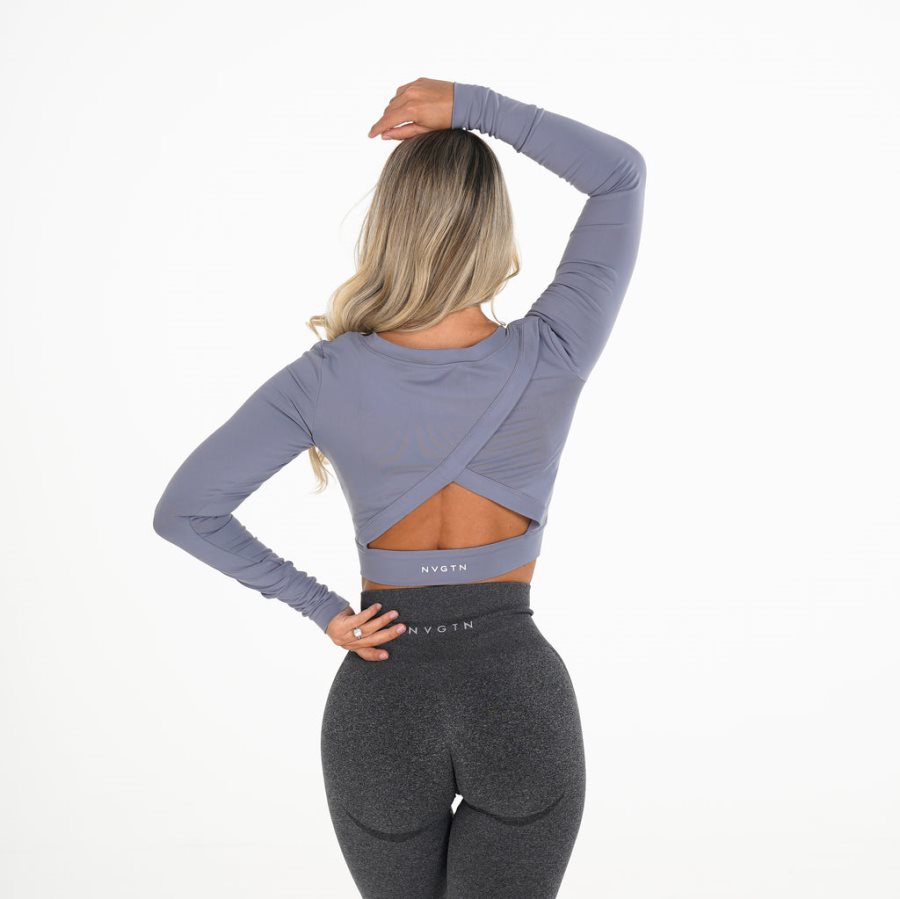 NVGTN Form Long Sleeve Crop Oberteile Damen Blau Österreich | HT9FvGNj