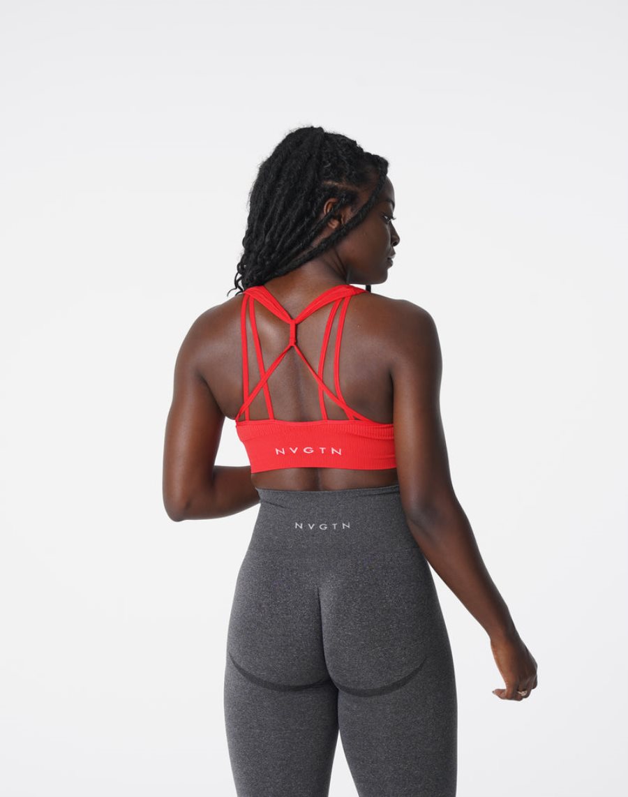 NVGTN Galaxy Gerippt Seamless Sport Bh Damen Rot Österreich | 6nxedwPp