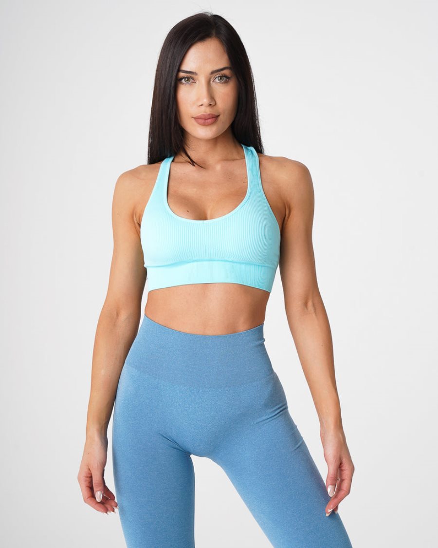 NVGTN Galaxy Gerippt Seamless Sport Bh Damen Helltürkis Österreich | LWQA5a18