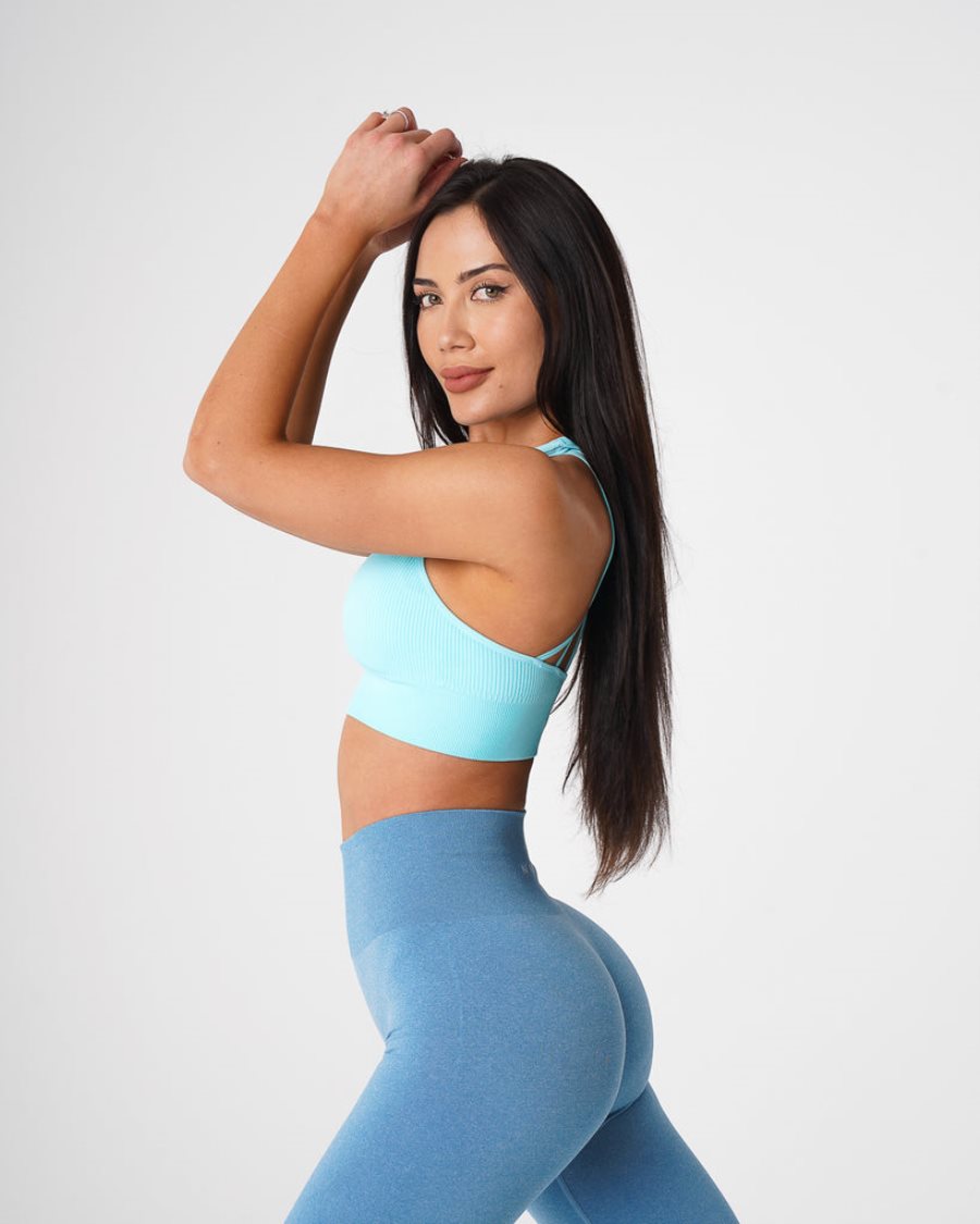 NVGTN Galaxy Gerippt Seamless Sport Bh Damen Helltürkis Österreich | LWQA5a18