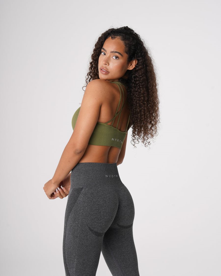 NVGTN Galaxy Gerippt Seamless Sport Bh Damen Khaki Grün Österreich | PYm1mm5I