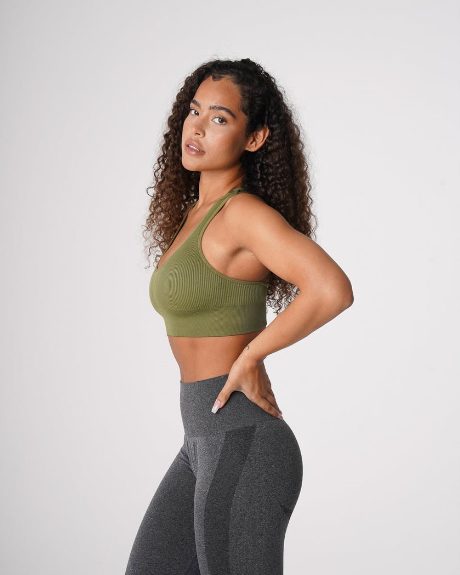 NVGTN Galaxy Gerippt Seamless Sport Bh Damen Khaki Grün Österreich | PYm1mm5I