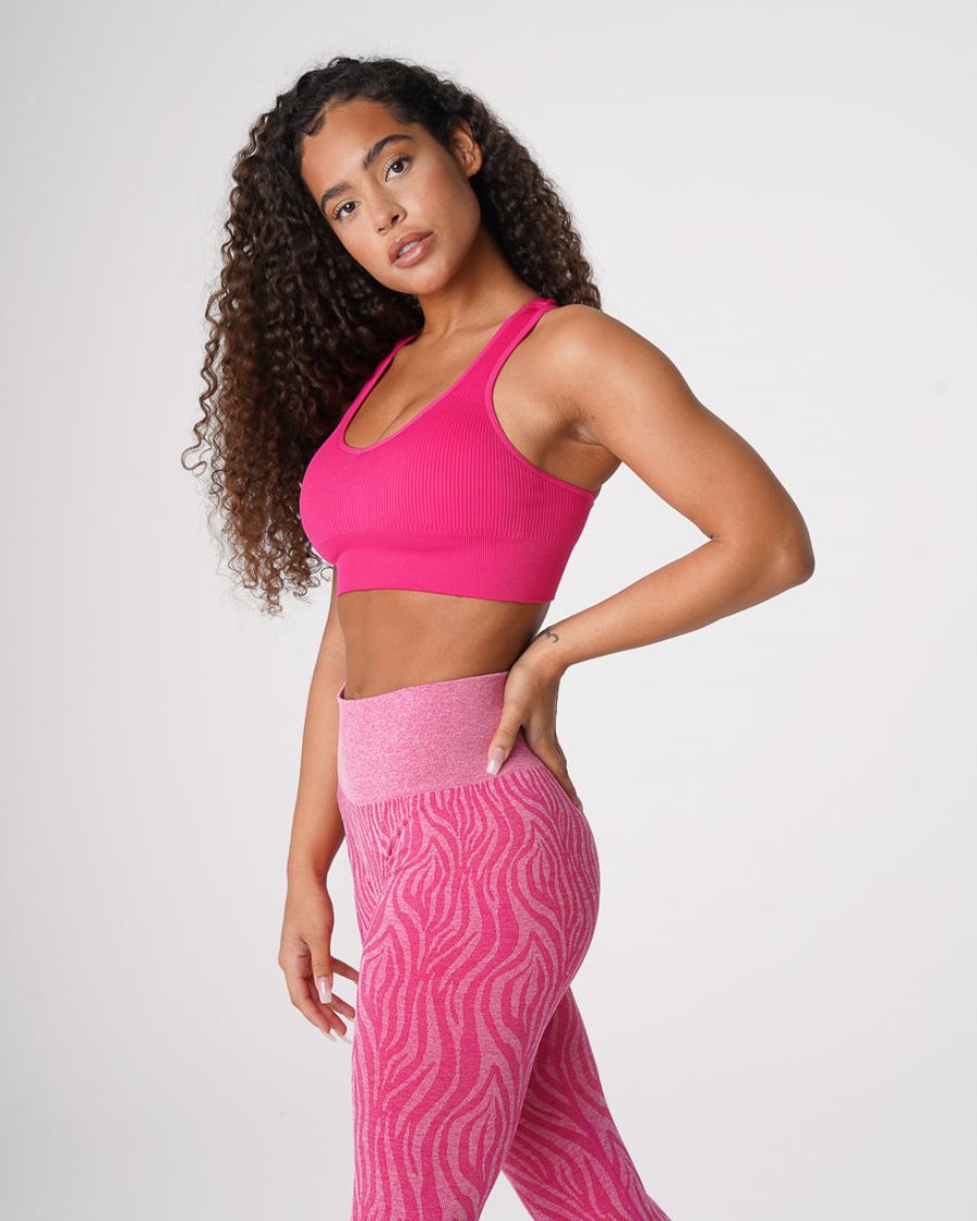 NVGTN Galaxy Gerippt Seamless Sport Bh Damen Fuchsie Österreich | TJ5JOXLF