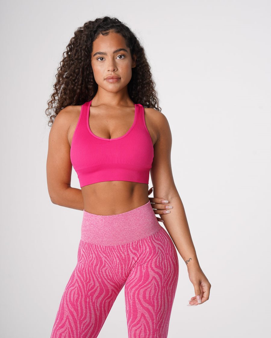 NVGTN Galaxy Gerippt Seamless Sport Bh Damen Fuchsie Österreich | TJ5JOXLF