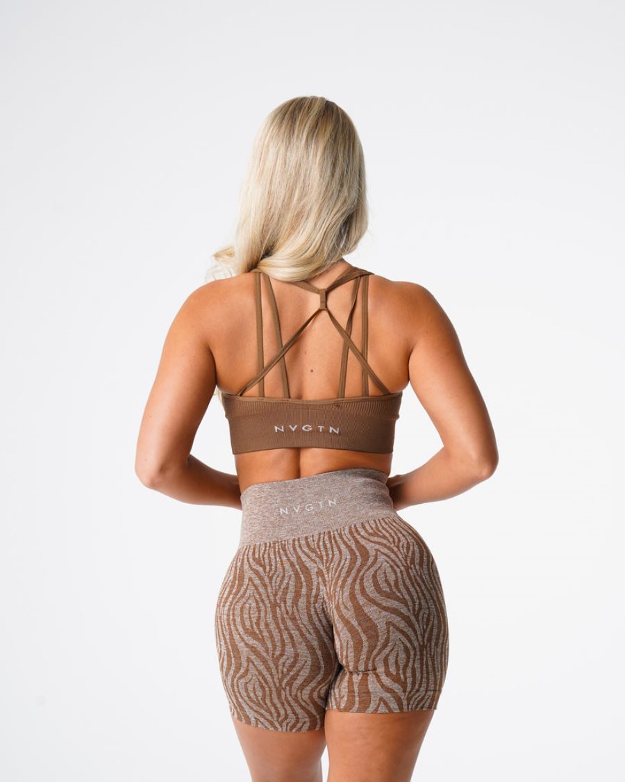 NVGTN Galaxy Gerippt Seamless Sport Bh Damen Braun Österreich | ULitFN05