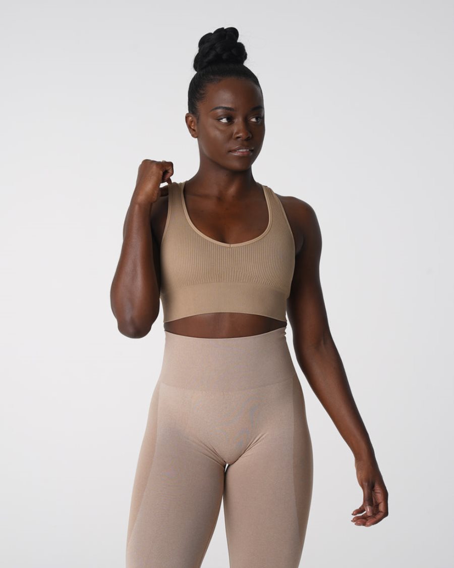 NVGTN Galaxy Gerippt Seamless Sport Bh Damen Beige Österreich | UodWSIGh