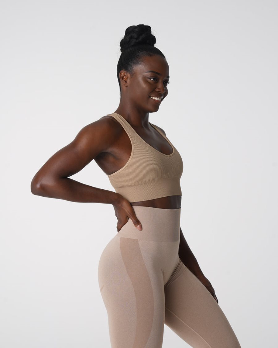 NVGTN Galaxy Gerippt Seamless Sport Bh Damen Beige Österreich | UodWSIGh