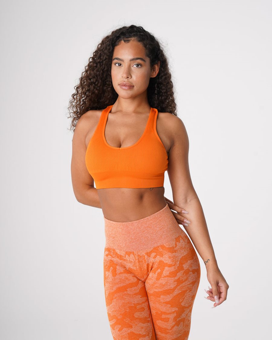 NVGTN Galaxy Gerippt Seamless Sport Bh Damen Orange Österreich | tydNKMLh