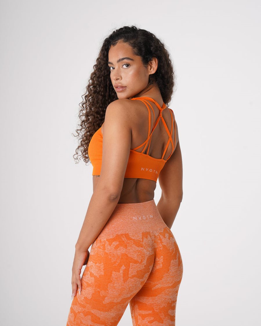 NVGTN Galaxy Gerippt Seamless Sport Bh Damen Orange Österreich | tydNKMLh