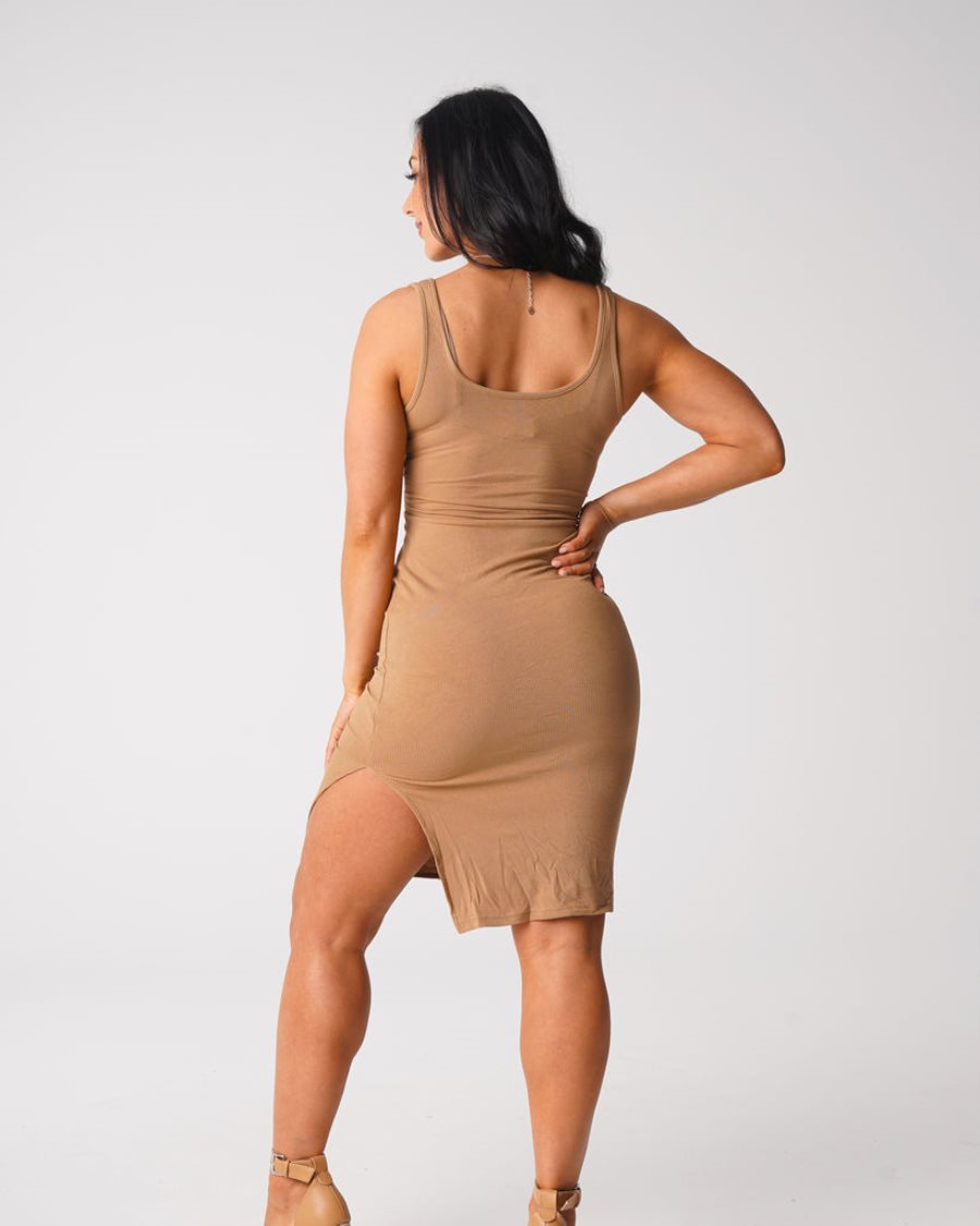 NVGTN Golden Vibes Cut Out Midi Kleider Damen Braun Österreich | FtI9rxWf