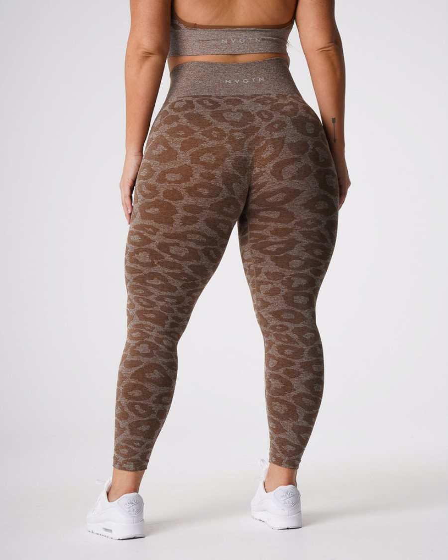 NVGTN Leopard Seamless Leggings Damen Braun Österreich | 1aEMJvpU