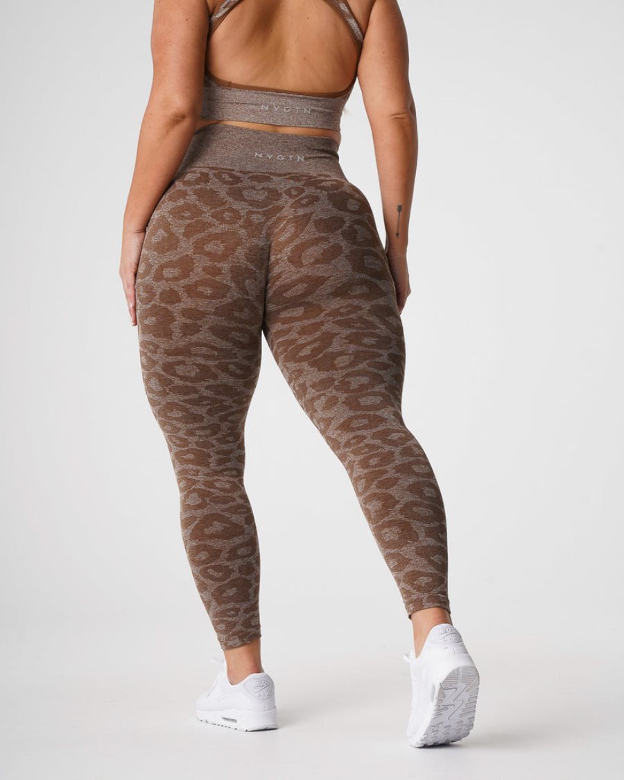 NVGTN Leopard Seamless Leggings Damen Braun Österreich | 1aEMJvpU