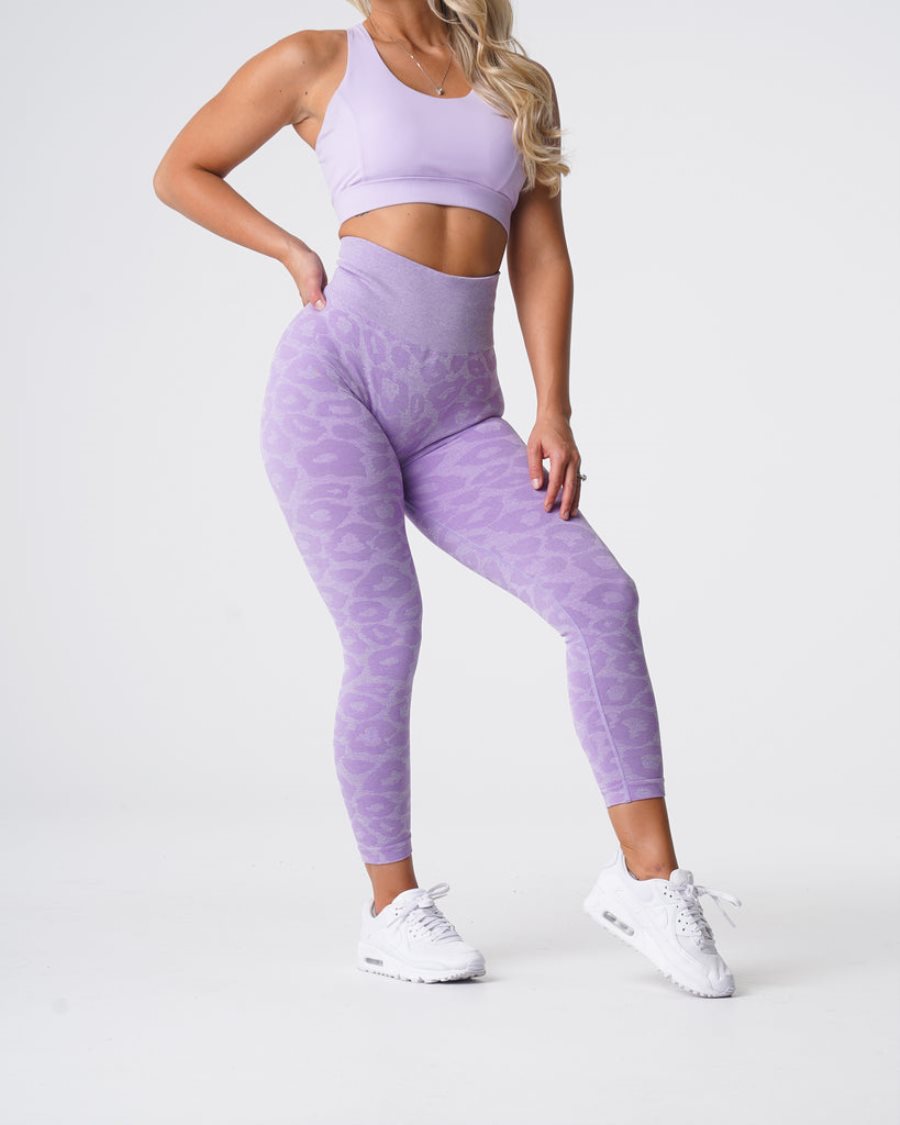 NVGTN Leopard Seamless Leggings Damen Lila Österreich | UQjztAgv