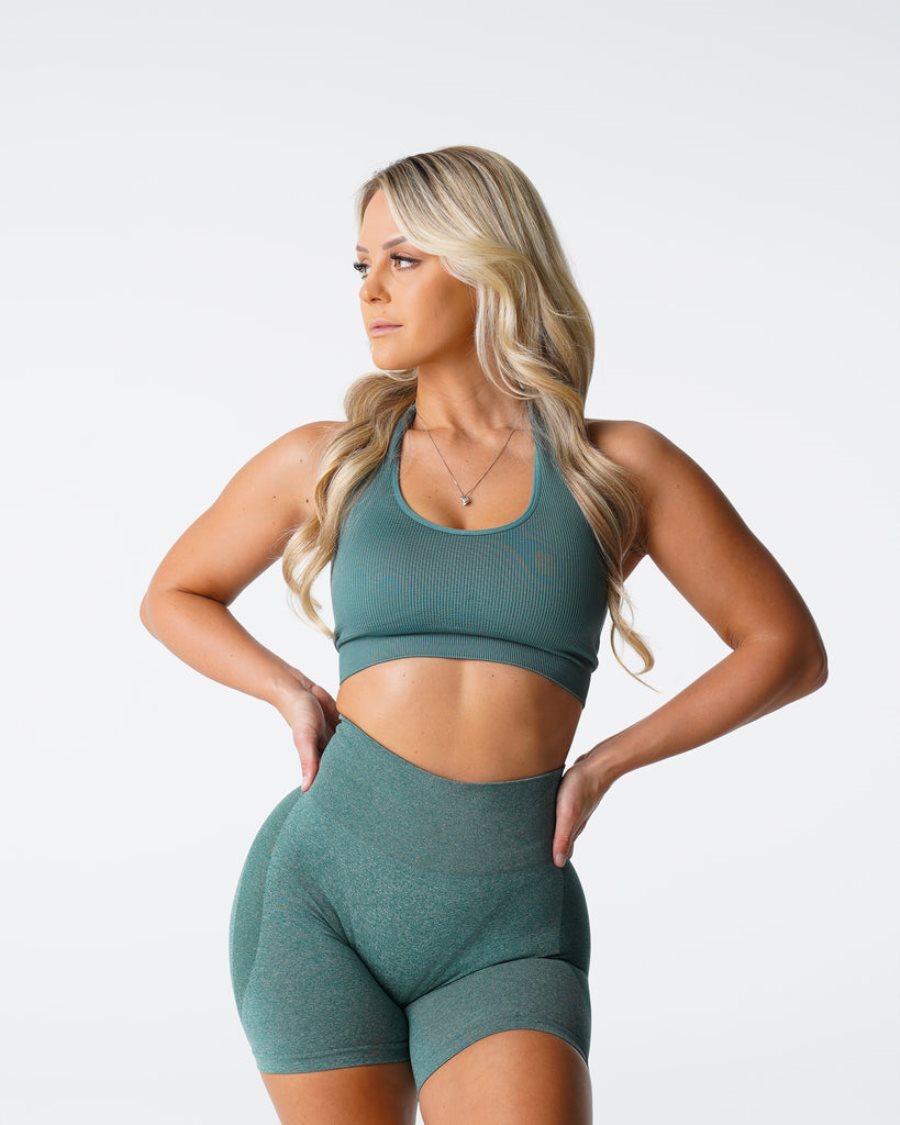 NVGTN Limitless Gerippt Seamless Halter Sport Bh Damen Grün Österreich | 1EX62DZS