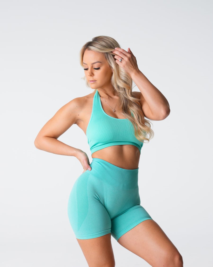 NVGTN Limitless Gerippt Seamless Halter Sport Bh Damen Mintfarben Österreich | 2aXjLILI