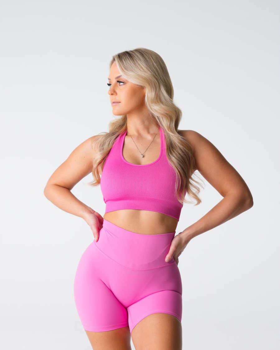 NVGTN Limitless Gerippt Seamless Halter Sport Bh Damen Rosa Österreich | 937ff5L9