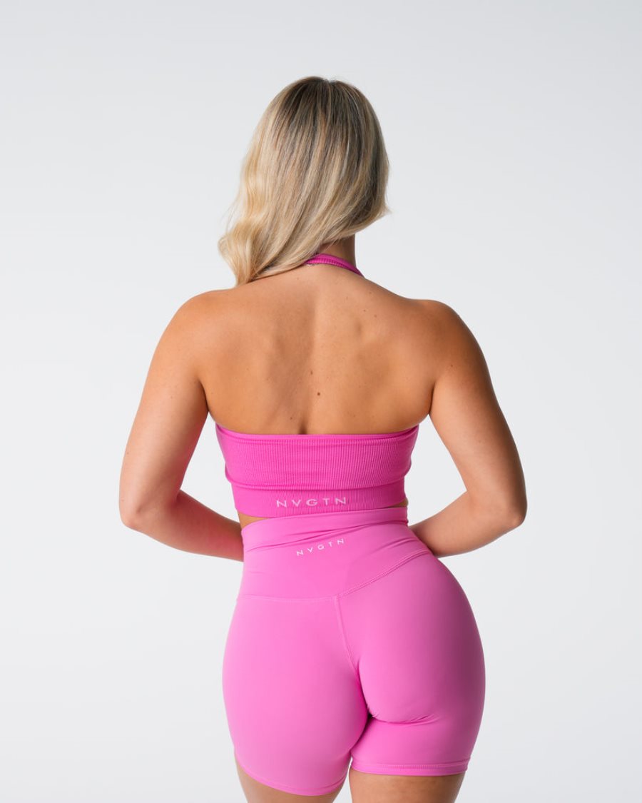 NVGTN Limitless Gerippt Seamless Halter Sport Bh Damen Rosa Österreich | 937ff5L9