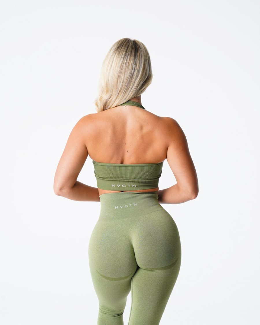 NVGTN Limitless Gerippt Seamless Halter Sport Bh Damen Grün Österreich | hbSzR4Li