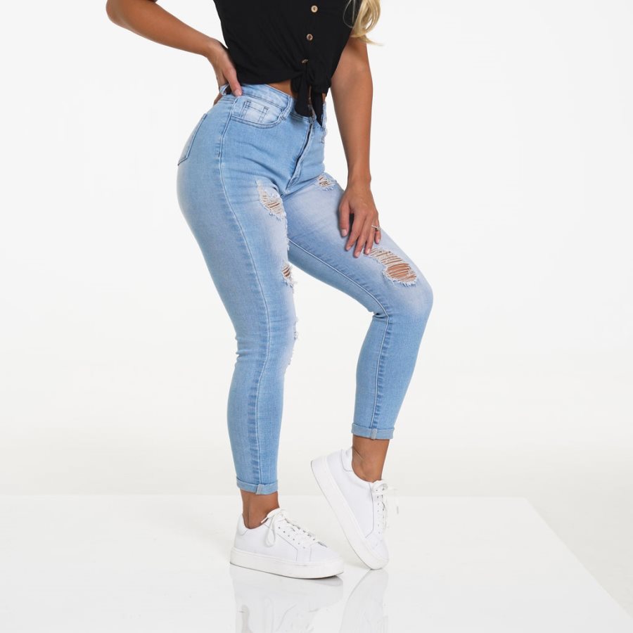 NVGTN Navishape Ripped Jeans Damen Hellblau Österreich | lDW8tdY2