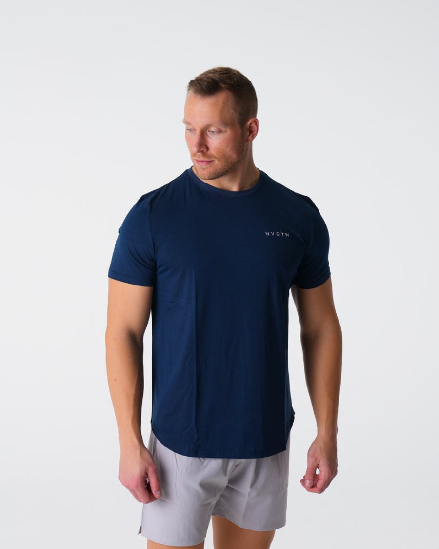 NVGTN Pulse Fitted T-shirts Herren Navy Österreich | zaIdGdt4