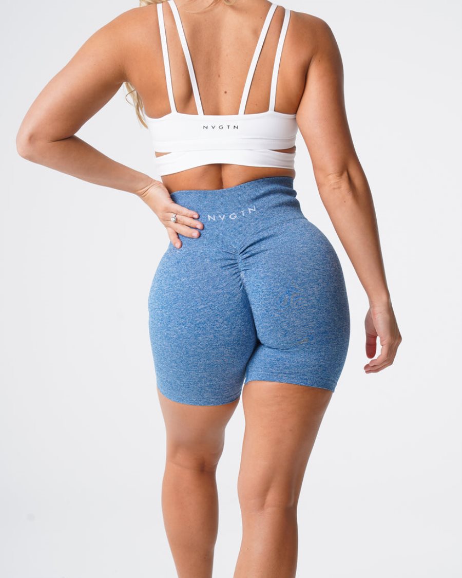 NVGTN Scrunch Seamless Kurze Hose Damen Blau Österreich | 0zrX24GS