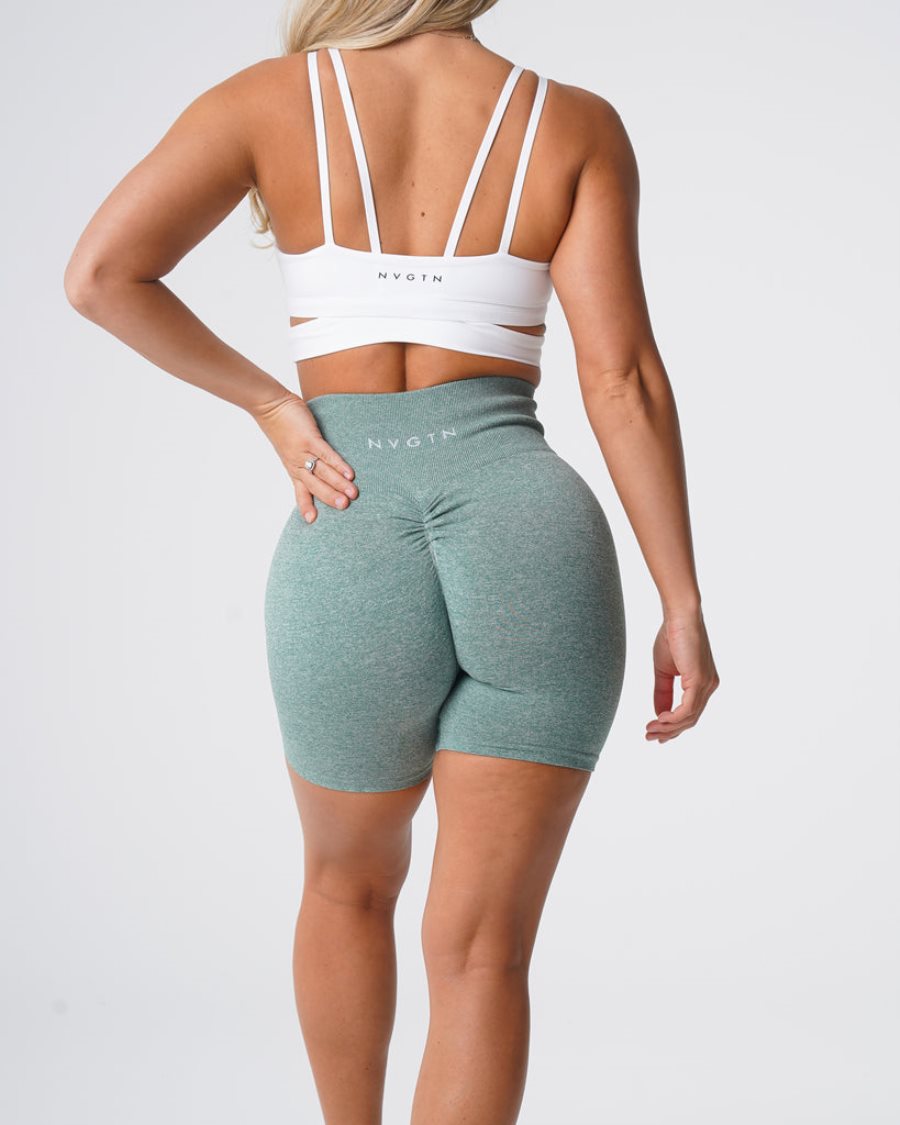 NVGTN Scrunch Seamless Kurze Hose Damen Grün Österreich | 3MnstjvT