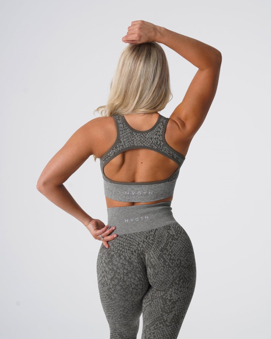 NVGTN Snakeskin Eclipse Seamless Sport Bh Damen Khaki Grün Österreich | g94cospK